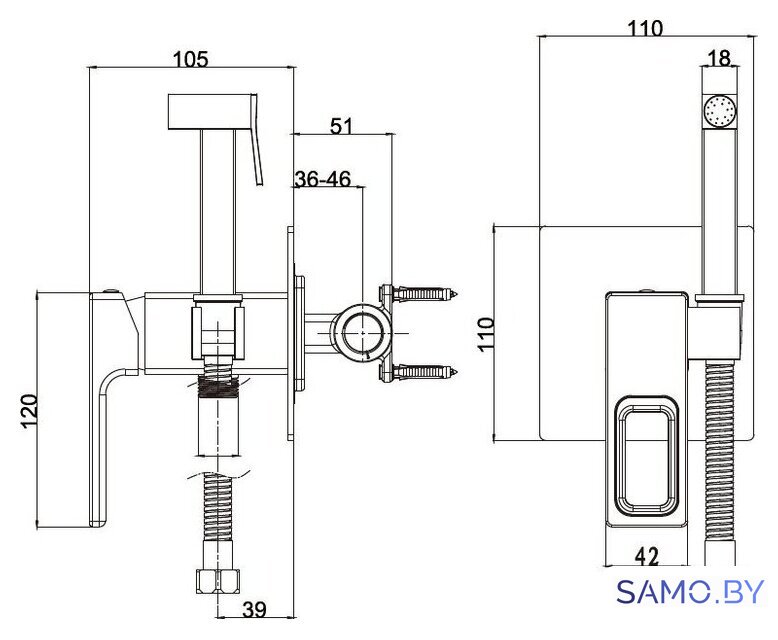 Гигиенический душ Gappo G7217-8 - Изображение №2 — Интернет-магазин samo.by