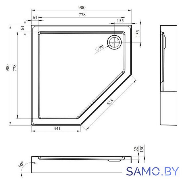 Душевой поддон Lavinia Boho Art 37081900 90х90 - Изображение №7 — Интернет-магазин samo.by