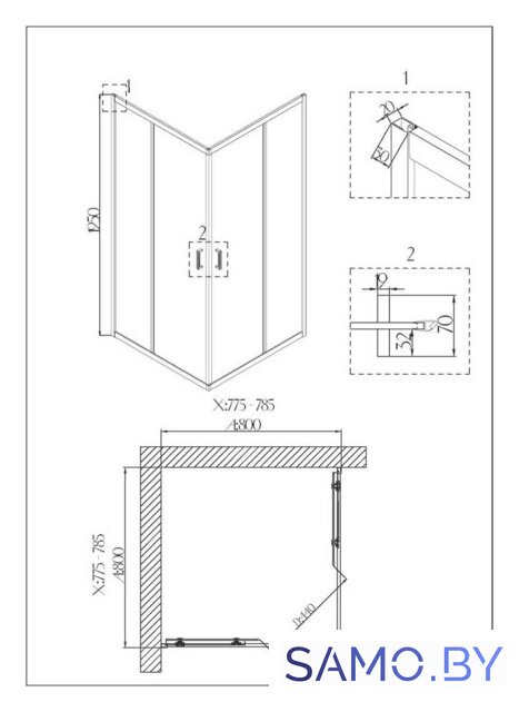 Душевой уголок Niagara NG-6888-08 80x80 (черный) - Изображение №3 — Интернет-магазин samo.by