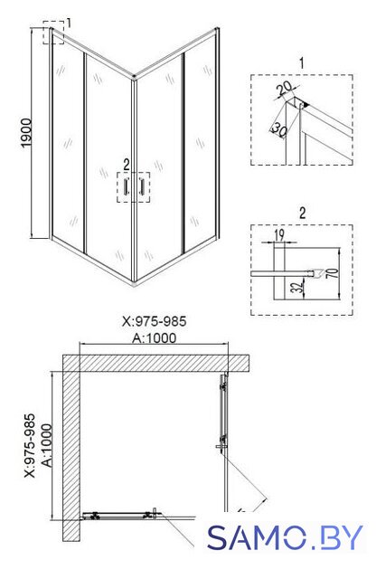 Душевой уголок Niagara NG-6809-08 100x100x190 - Изображение №3 — Интернет-магазин samo.by
