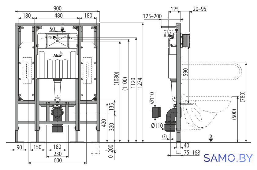 Инсталляция для унитаза Alcaplast AM101/1300H - Изображение №2 — Интернет-магазин samo.by