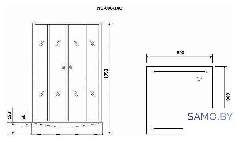 Душевой уголок Niagara NG-008-14Q 80x80x195 - Изображение №6 — Интернет-магазин samo.by