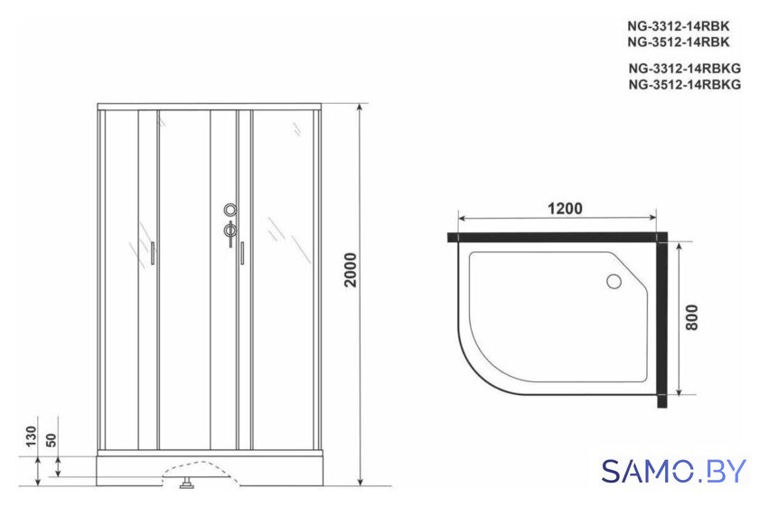 Душевая кабина Niagara NG-3312-14RBKG 120x80x200 - Изображение №4 — Интернет-магазин samo.by