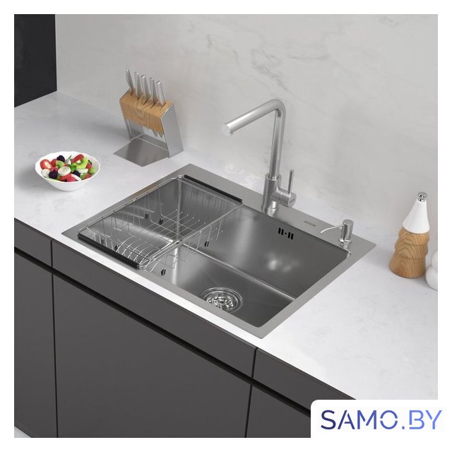 Кухонная мойка ARFEKA ECO AR мойка 600*500, коландер F, дозатор SATIN - Изображение №1 — Интернет-магазин samo.by