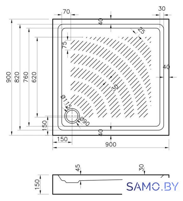 Душевой поддон Lavinia Boho Rock 37074900 90х90 - Изображение №7 — Интернет-магазин samo.by