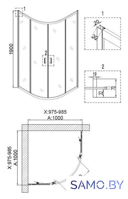 Душевой уголок Niagara NG-6807-08 100x100x190 - Изображение №3 — Интернет-магазин samo.by