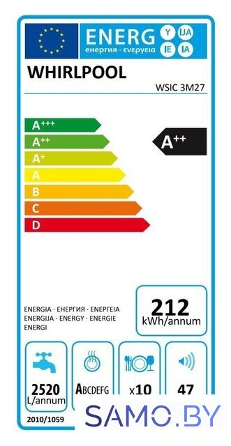 Встраиваемая посудомоечная машина Whirlpool WSIC 3M27 - Изображение №2 — Интернет-магазин samo.by