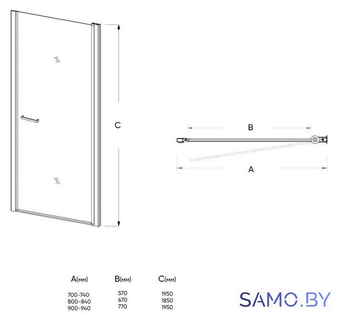 Душевая дверь Veconi Pear VN43-90-02-19C1 - Изображение №3 — Интернет-магазин samo.by