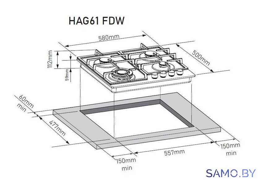 Варочная панель ZorG HAG61 FDW black - Изображение №9 — Интернет-магазин samo.by