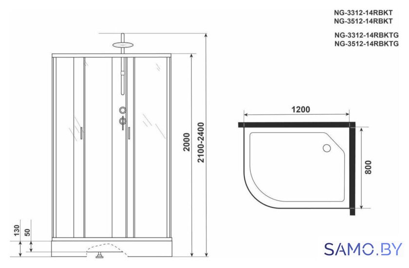 Душевая кабина Niagara NG-3312-14RBKT 120x80x200 - Изображение №5 — Интернет-магазин samo.by