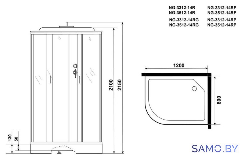 Душевая кабина Niagara NG-3512-14RG 120x80 - Изображение №3 — Интернет-магазин samo.by