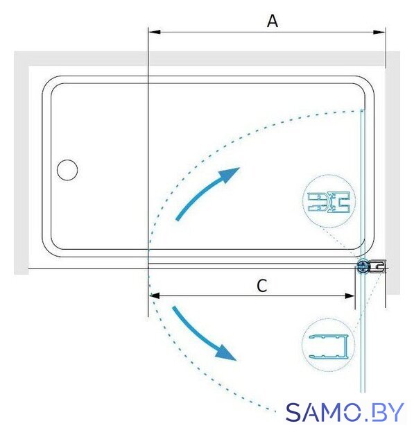 Стеклянная шторка для ванны RGW SC-109B 800 411110908-14 - Изображение №4 — Интернет-магазин samo.by