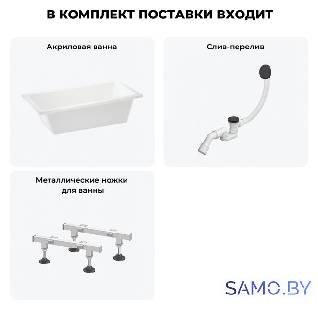 Ванна Wellsee FreeDom 150x80 231101007 (встраиваемая ванна белый глянец, ножки, сифон-автомат матовый черный) - Изображение №9 — Интернет-магазин samo.by