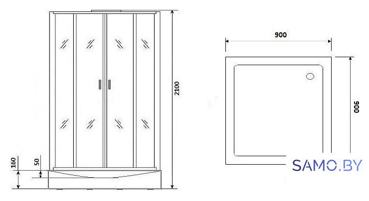 Душевая кабина Niagara NG-6001-01GQ 90x90x210 (прозрачное стекло) - Изображение №3 — Интернет-магазин samo.by