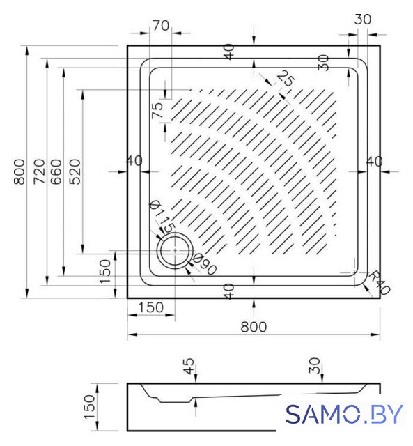 Душевой поддон Lavinia Boho Rock 37073800 80х80 - Изображение №7 — Интернет-магазин samo.by