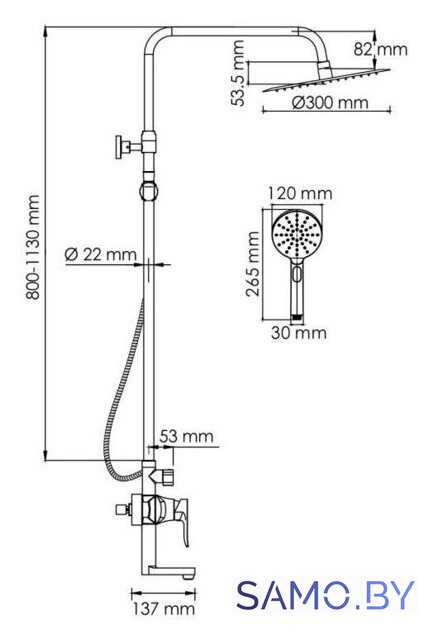 Душевая система  Wasserkraft A166.116.127.010.CH - Изображение №3 — Интернет-магазин samo.by