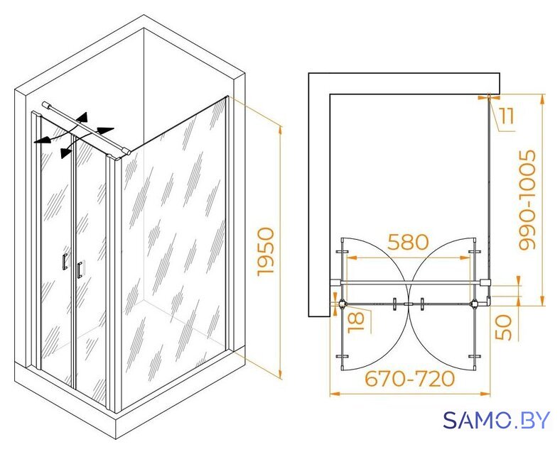 Душевой уголок RGW PA-144B (PA-104B+Z-050-2B+O-104B) 060814470-014 70x100 (черный/прозрачное стекло) - Изображение №2 — Интернет-магазин samo.by
