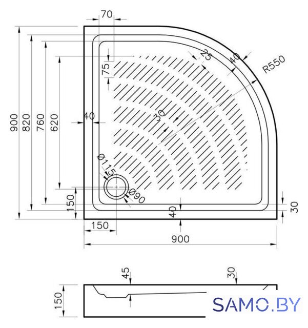 Душевой поддон Lavinia Boho Rock 37072900 90х90 - Изображение №7 — Интернет-магазин samo.by