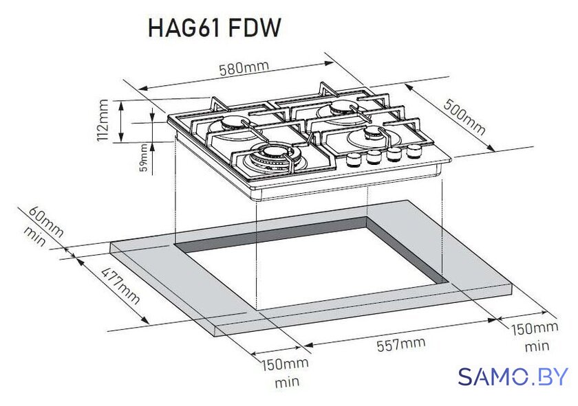 Варочная панель ZorG HAG61 FDW black silver - Изображение №8 — Интернет-магазин samo.by