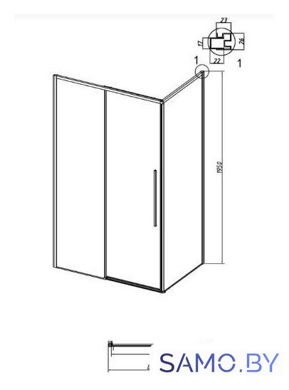 Душевая стенка Grossman Galaxy 90x195 200.K33.01.90.21.00 (черный матовый/стекло прозрачное) - Изображение №9 — Интернет-магазин samo.by