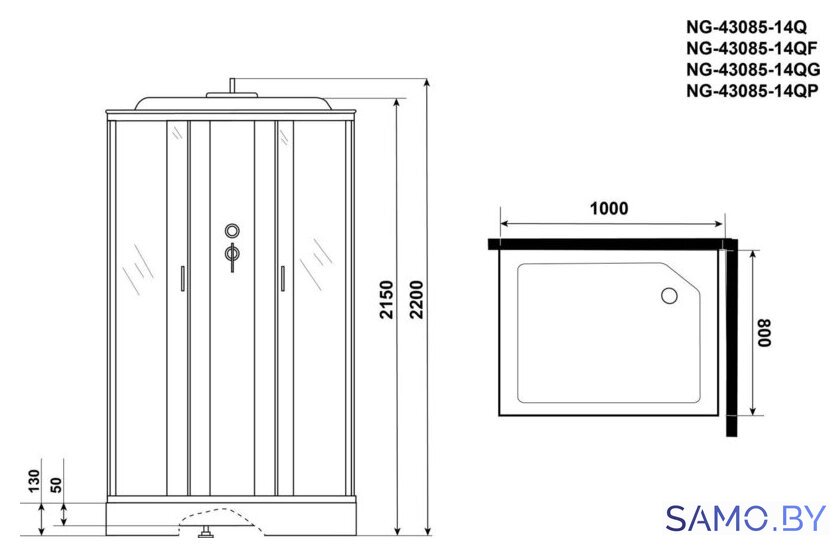 Душевая кабина Niagara NG-43085-14Q 100x80 - Изображение №3 — Интернет-магазин samo.by