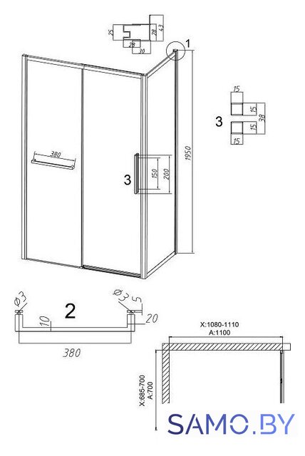 Душевой уголок Grossman Style 110x70x195 120.K33.05.1170.21.10 (черный матовый/тонированное стекло) - Изображение №11 — Интернет-магазин samo.by