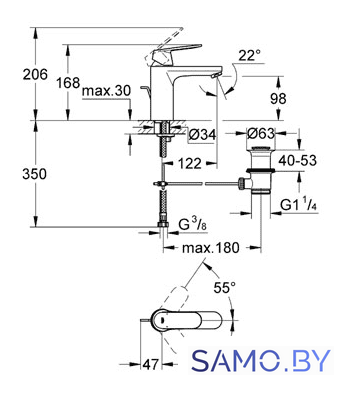 Смеситель Grohe Eurosmart Cosmopolitan 23325000 - Изображение №2 — Интернет-магазин samo.by