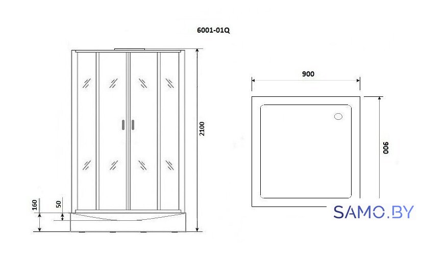 Душевая кабина Niagara NG-6001-01Q 90x90x210 (прозрачное стекло) - Изображение №3 — Интернет-магазин samo.by