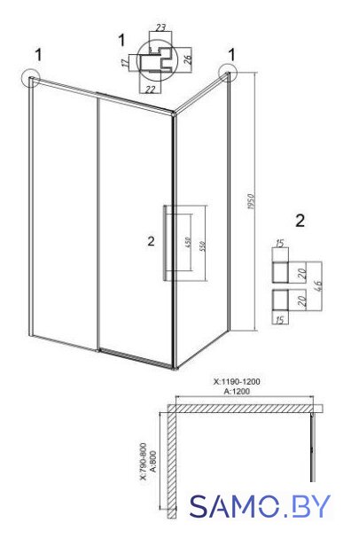 Душевой уголок Grossman Galaxy 120x80x195 120.K33.01.1280.21.10 (черный матовый/тонированное стекло) - Изображение №19 — Интернет-магазин samo.by