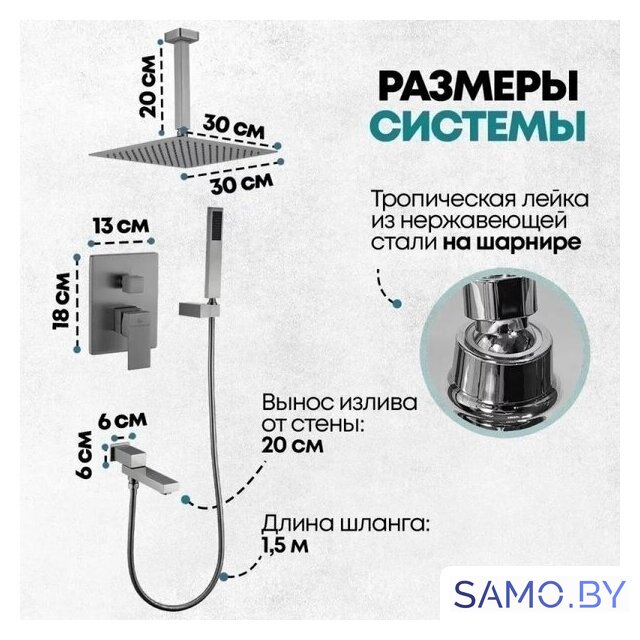 Душевая система  Grocenberg GB5089BG-2 (графит) - Изображение №9 — Интернет-магазин samo.by