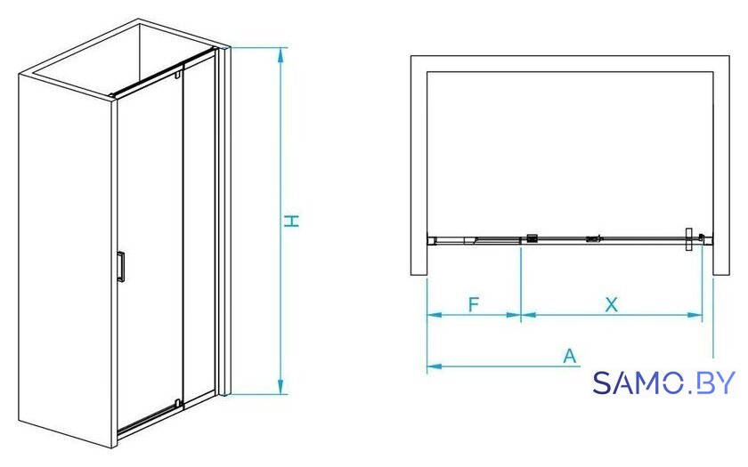 Душевая дверь RGW PA-008-B 350800889-14 80 (черный/прозрачное стекло) - Изображение №2 — Интернет-магазин samo.by