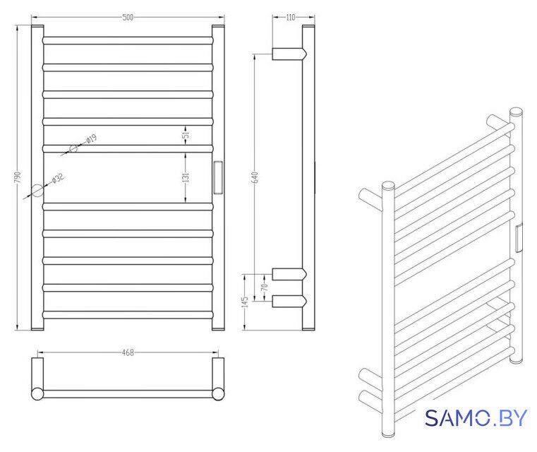 Полотенцесушитель Roxen Caspia 11070-5079BG - Изображение №10 — Интернет-магазин samo.by