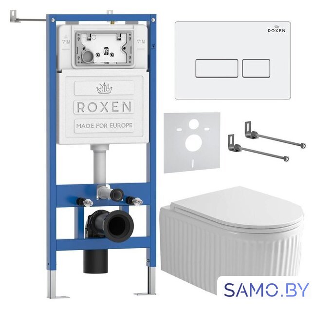 Унитаз подвесной Roxen Royal Matt в комплекте с инсталляцией StounFix Dual Fresh 6 в 1 968203 (кнопка: белый) - Изображение №2 — Интернет-магазин samo.by