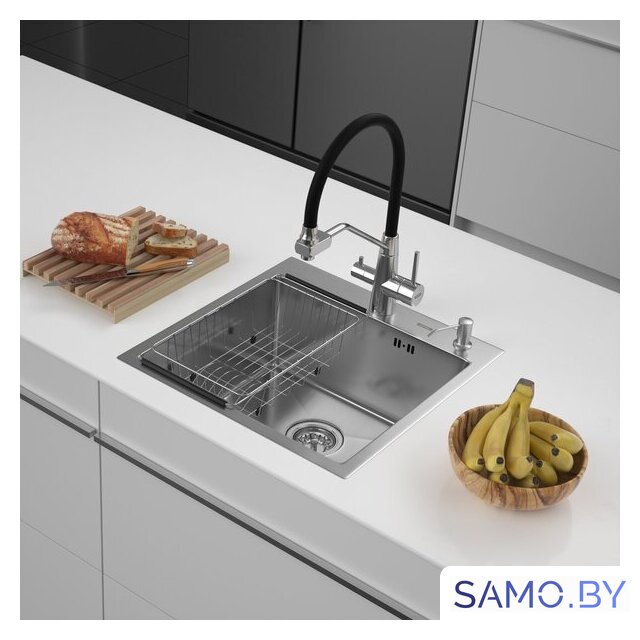 Кухонная мойка ARFEKA ECO AR мойка 500*500, коландер F, дозатор SATIN - Изображение №1 — Интернет-магазин samo.by