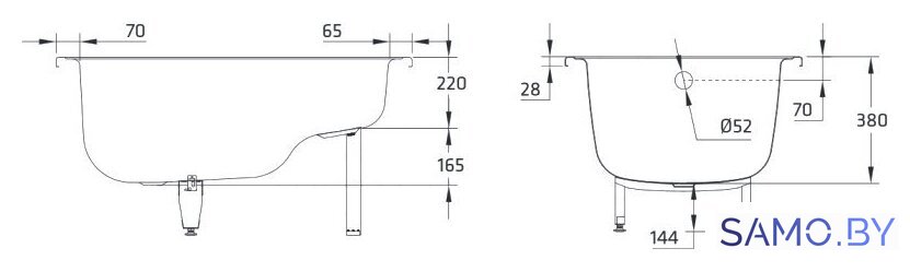 Ванна BLB Europa Mini 120x70 - Изображение №4 — Интернет-магазин samo.by