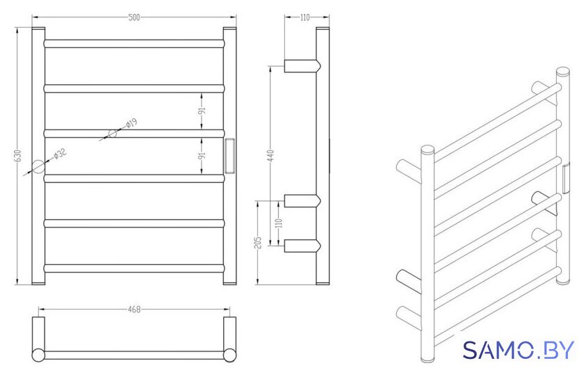 Полотенцесушитель Roxen Caspia 11070-5063B - Изображение №10 — Интернет-магазин samo.by
