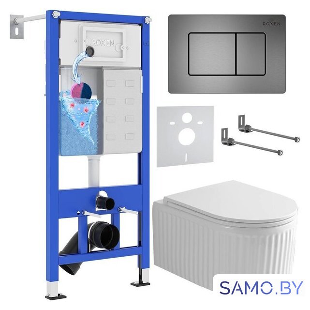 Унитаз подвесной Roxen Royal Matt в комплекте с инсталляцией StounFix Dual Fresh 6 в 1 968290 (кнопка: оружейная сталь) - Изображение №1 — Интернет-магазин samo.by