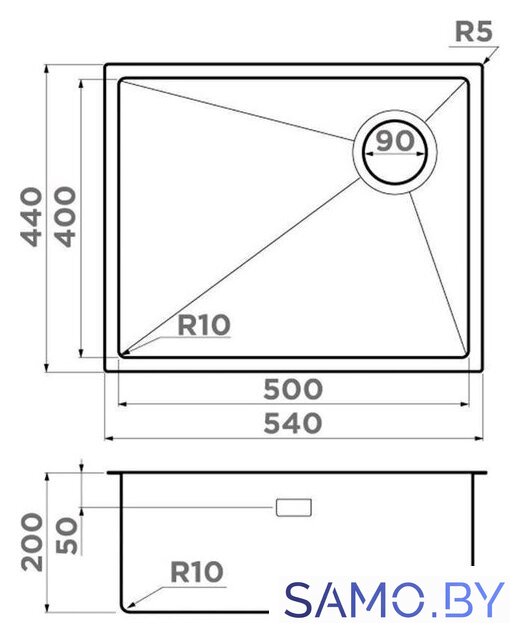Кухонная мойка Omoikiri Taki 54-U/IF Side SF GB (графит) - Изображение №2 — Интернет-магазин samo.by