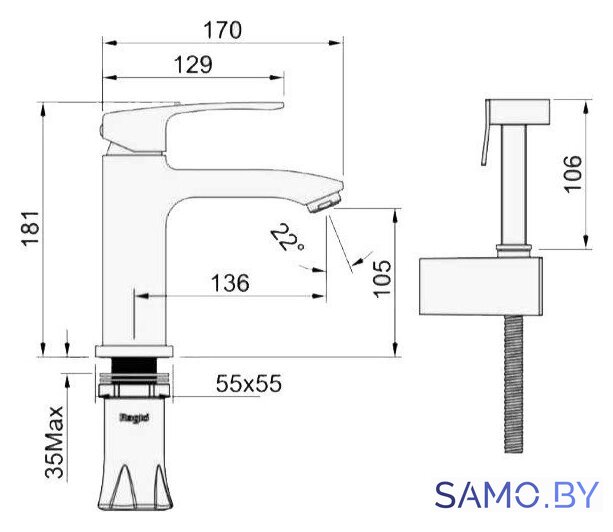 Смеситель с лейкой для биде Raglo R01.12 - Изображение №2 — Интернет-магазин samo.by