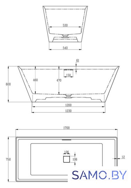 Ванна Altrobagno Франческа (Francesca) 090105 CG &Wt - Изображение №3 — Интернет-магазин samo.by