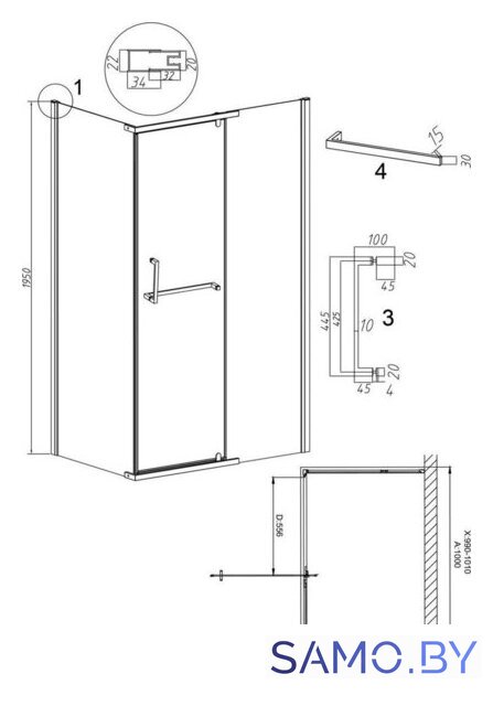 Душевой уголок Grossman Pragma 100x80x195 120.K33.03.1080.10.00 (хром/прозрачное стекло) - Изображение №11 — Интернет-магазин samo.by
