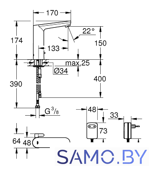 Смеситель Grohe Eurosmart Cosmopolitan E 36421000 - Изображение №2 — Интернет-магазин samo.by