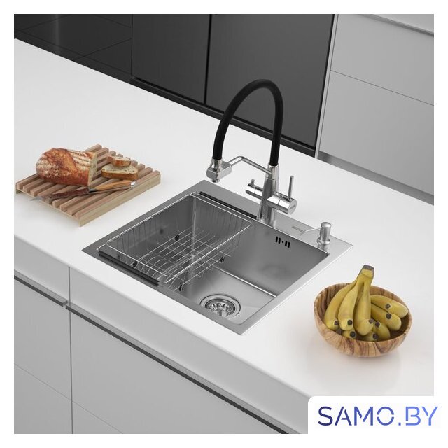 Кухонная мойка ARFEKA ECO AR мойка 500*500, коландер F, дозатор SATIN DECOR VOLCANIC - Изображение №1 — Интернет-магазин samo.by