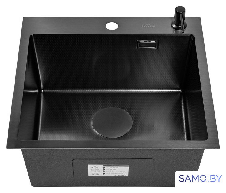 Кухонная мойка Roxen Snake 560220-50-BS (50*48) PVD графит/текстурная поверхность (с коландером и дозатором) - Изображение №10 — Интернет-магазин samo.by