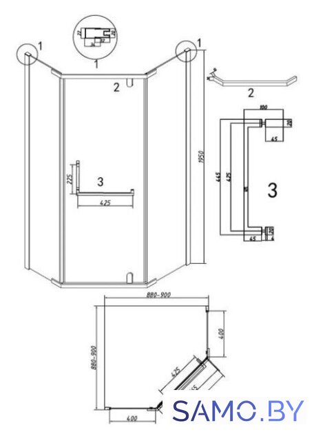 Душевой уголок Grossman Pragma 90x90x195 302.K33.03.9090.21.10 (черный матовый/тонированное стекло) - Изображение №11 — Интернет-магазин samo.by
