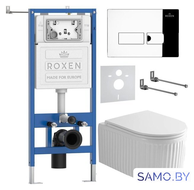 Унитаз подвесной Roxen Royal Matt в комплекте с инсталляцией StounFix Dual Fresh 6 в 1 968213 (кнопка: хром глянцевый) - Изображение №2 — Интернет-магазин samo.by