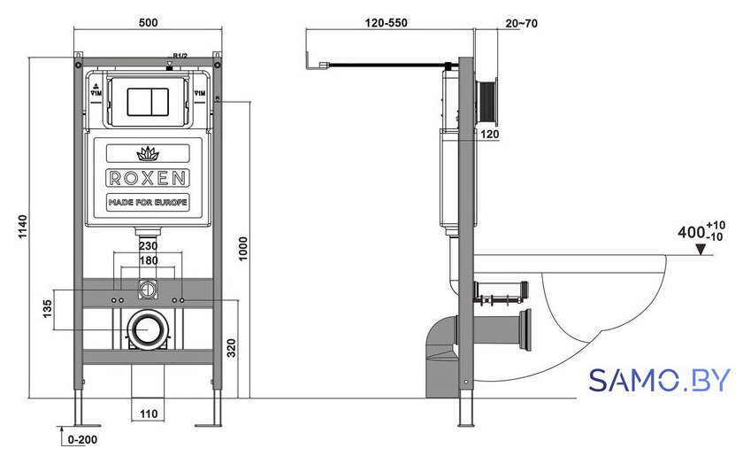 Унитаз подвесной Roxen Royal Matt в комплекте с инсталляцией StounFix Dual Fresh 6 в 1 968213 (кнопка: хром глянцевый) - Изображение №15 — Интернет-магазин samo.by