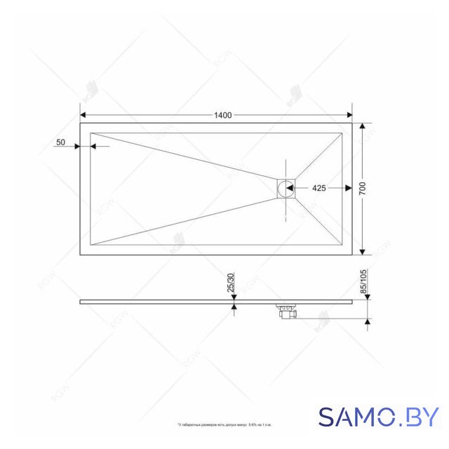 Душевой поддон RGW 16152714-02 70x140 - Изображение №4 — Интернет-магазин samo.by