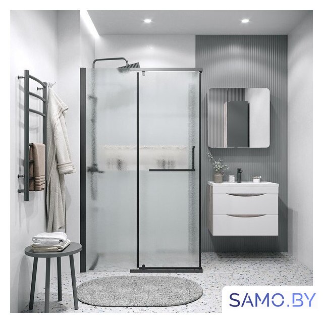 Душевой уголок Grossman Pragma 100x80x195 120.K33.03.1080.21.02 (черный матовый/стекло шиншилла) - Изображение №7 — Интернет-магазин samo.by