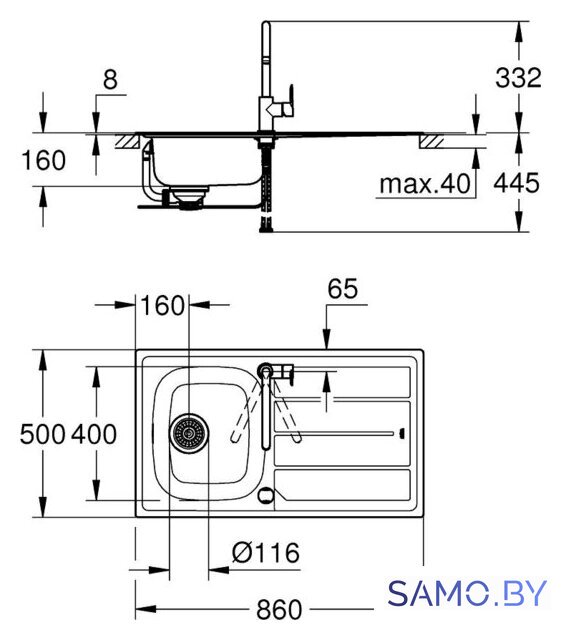Кухонная мойка Grohe К200 31562SD0 - Изображение №2 — Интернет-магазин samo.by
